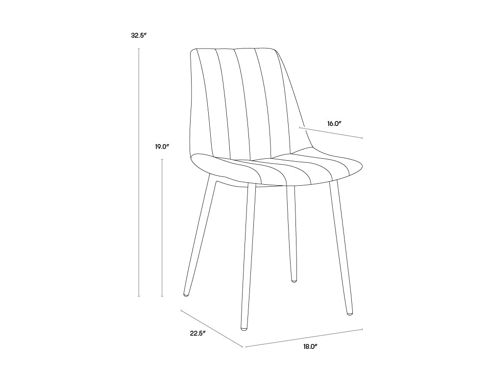 Drew Dining Chair dimensions schematic