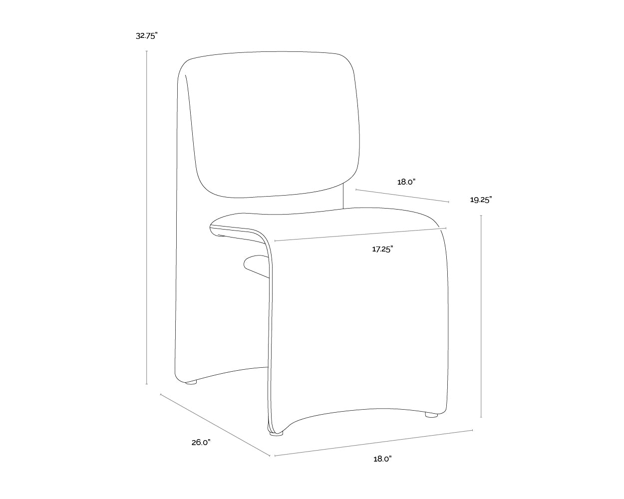 Dunnington Dining Chair dimensions schematic
