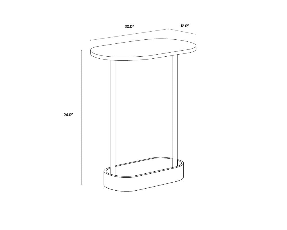 Eden End Table dimensions schematic