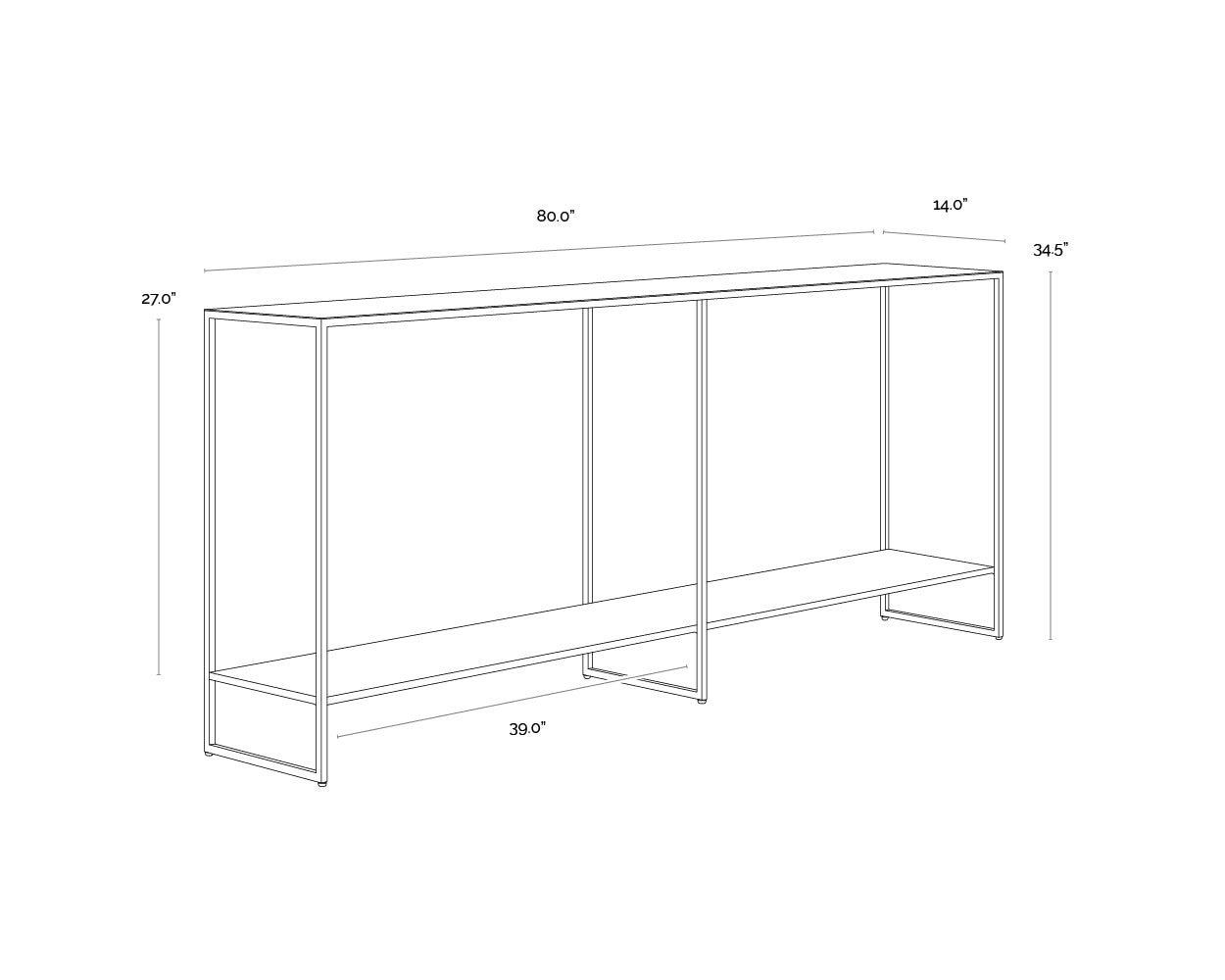 Eiffel Console Table dimensions schematic