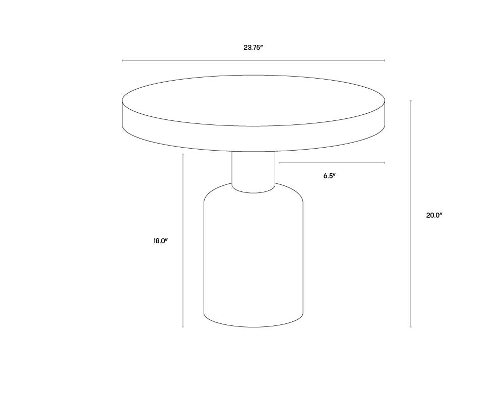 Elmira Side Table dimensions schematic