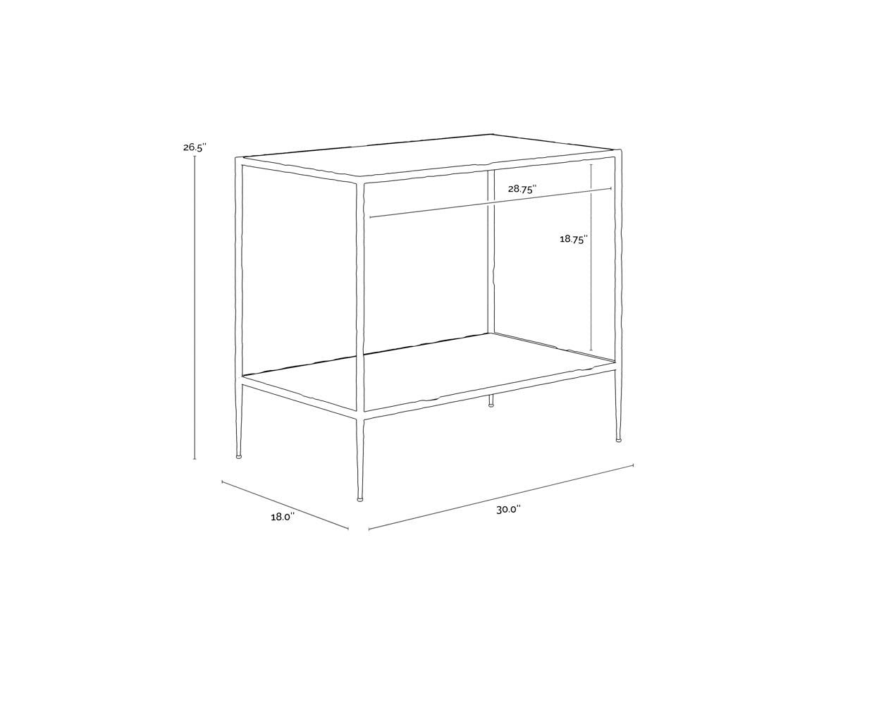 Emine Nightstand dimensions schematic