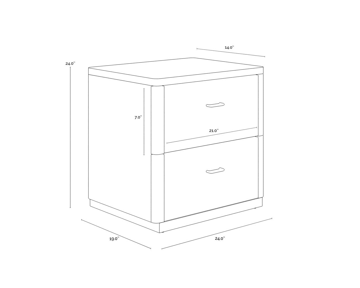 Etienne Nightstand dimensions schematic