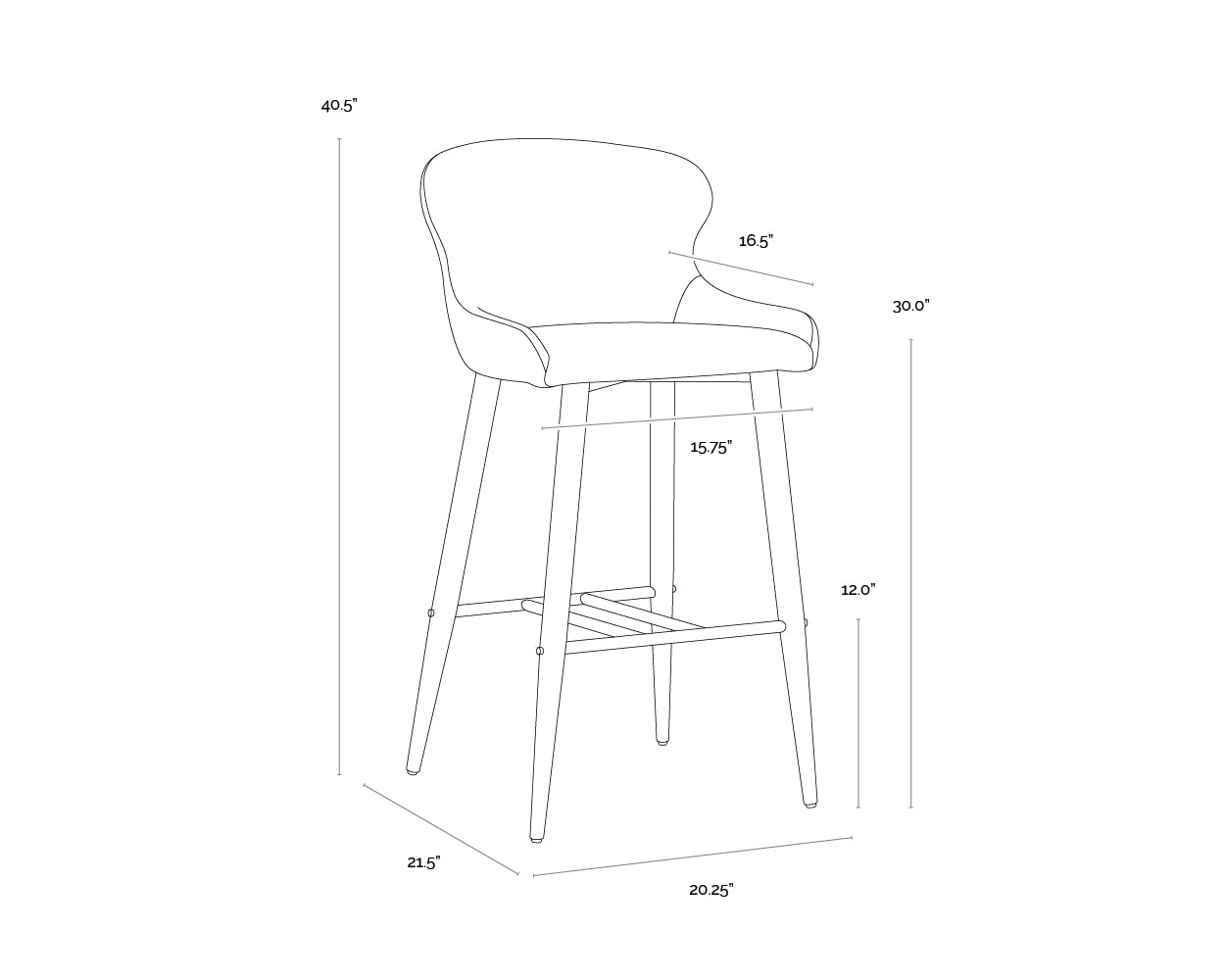 Evora Barstool dimensions schematic