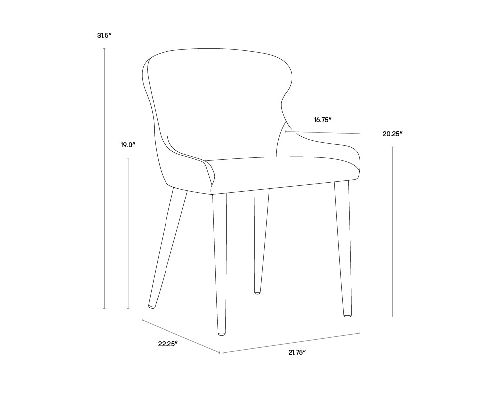 Evora Dining Chair dimensions schematic