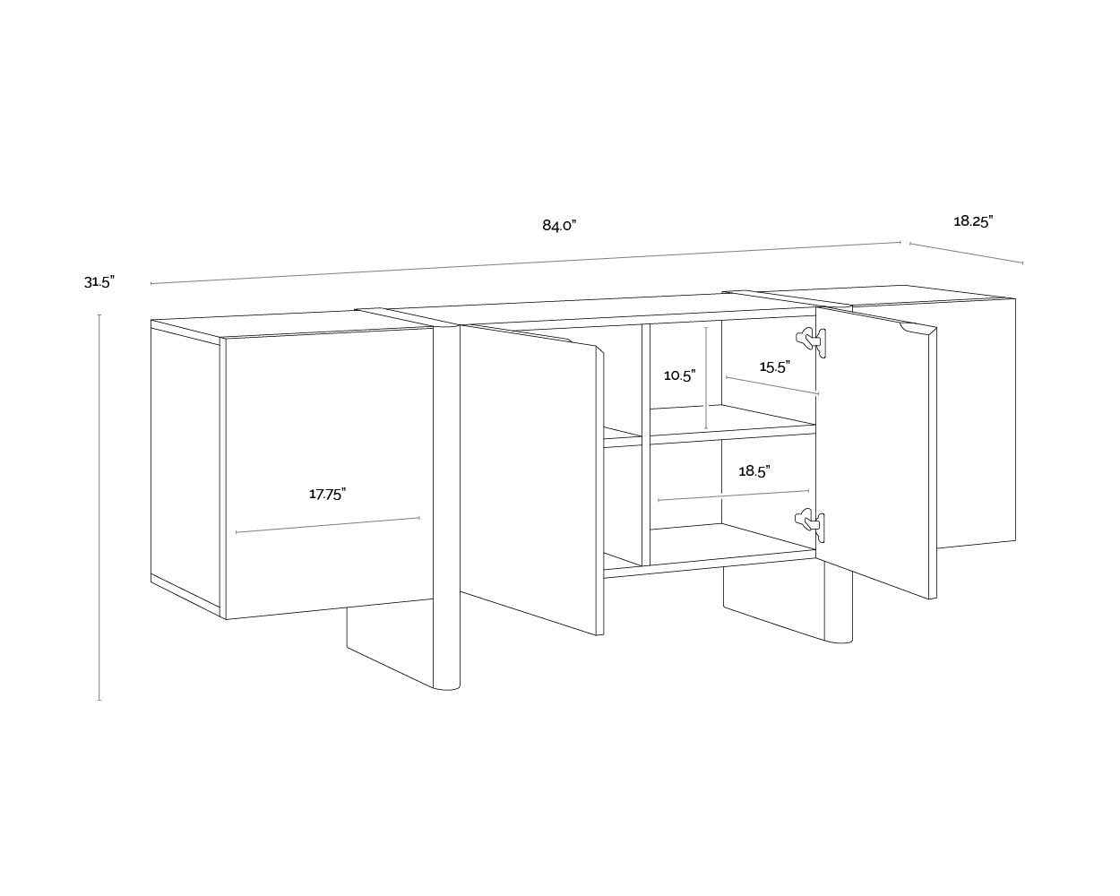Ewan Sideboard dimensions schematic