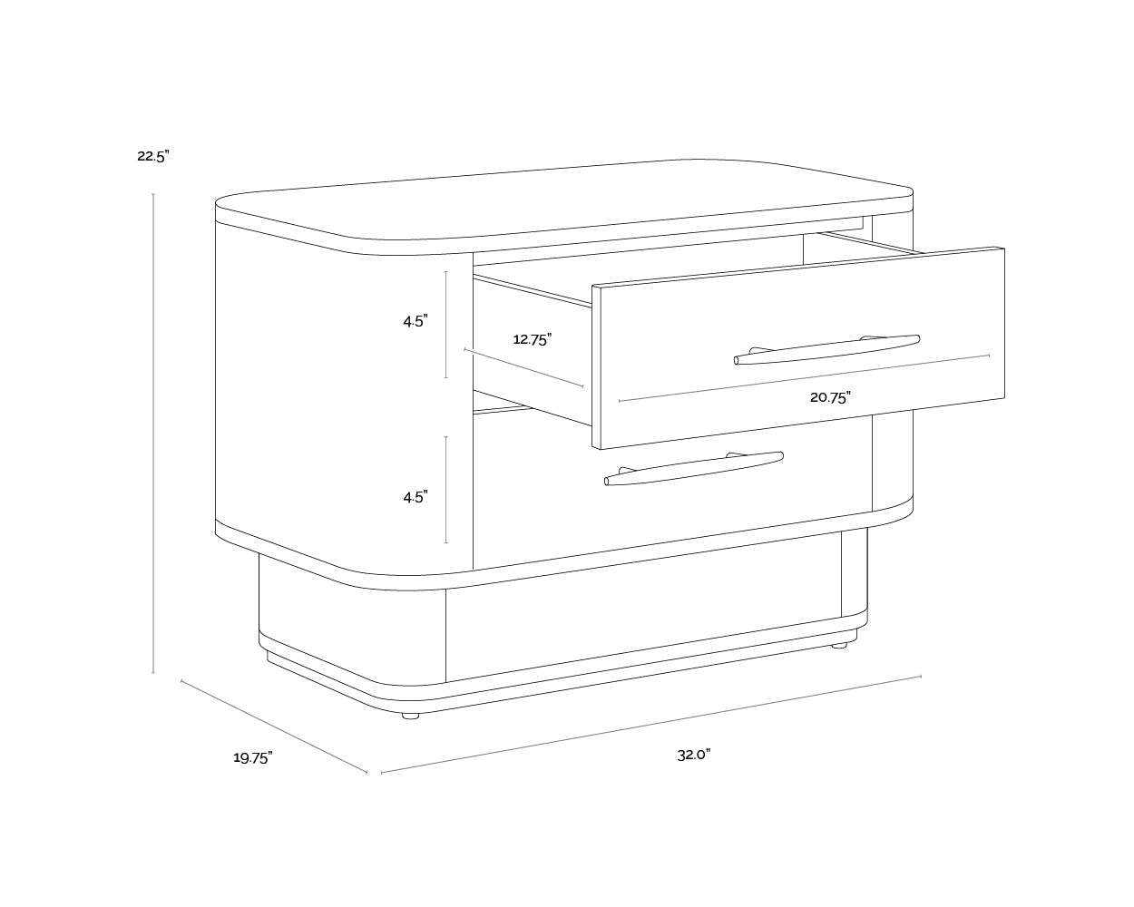 Ezekiel Nightstand dimensions schematic