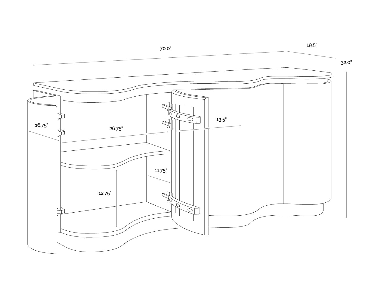 Fable Sideboard dimensions schematic