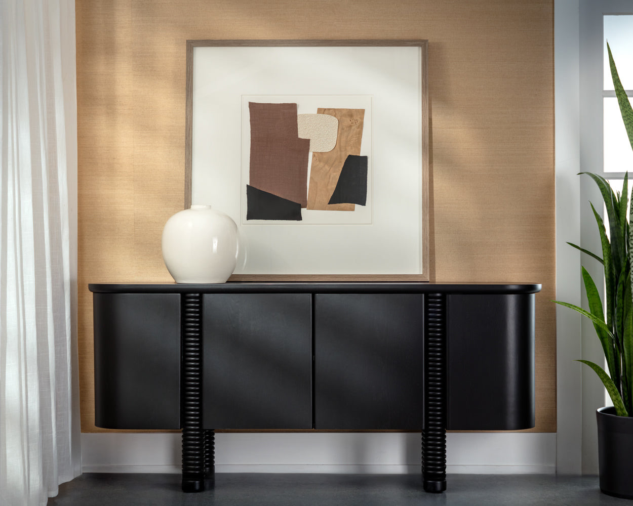 Family Dynamics I - 40" X 40" - Medium Brown Frame