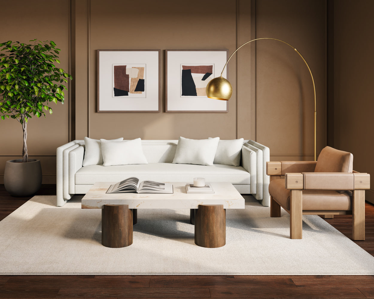 Family Dynamics I - 40" X 40" - Medium Brown Frame
