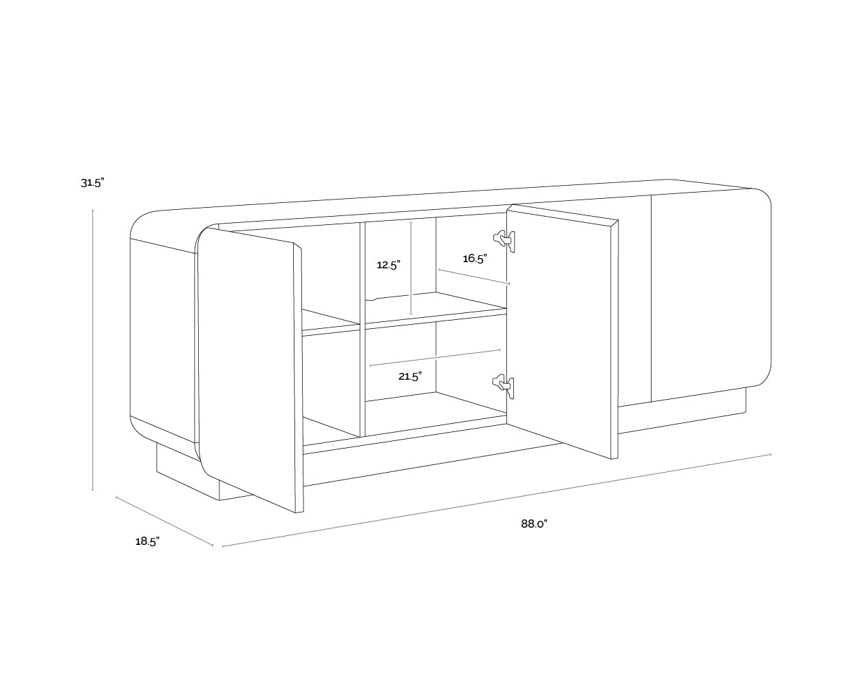 Fauna Sideboard dimensions schematic