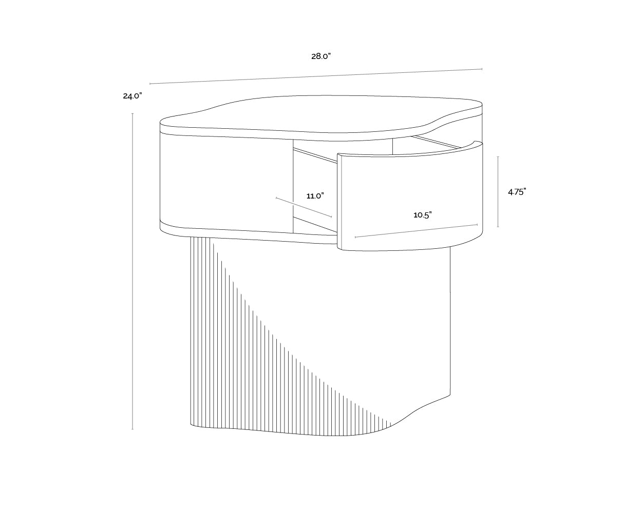 Fern Nightstand dimensions schematic