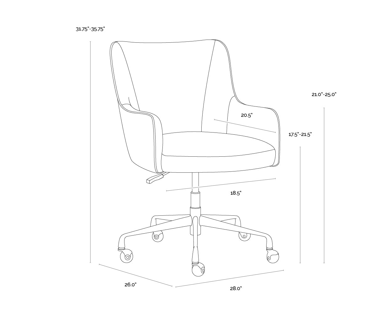Franklin Office Chair dimensions schematic