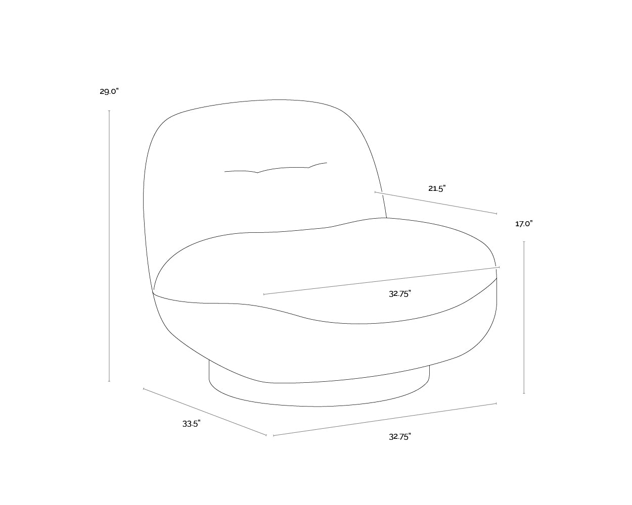Franze Swivel Lounge Chair dimensions schematic
