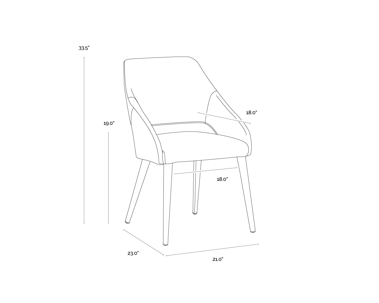 Galen Dining Armchair dimensions schematic