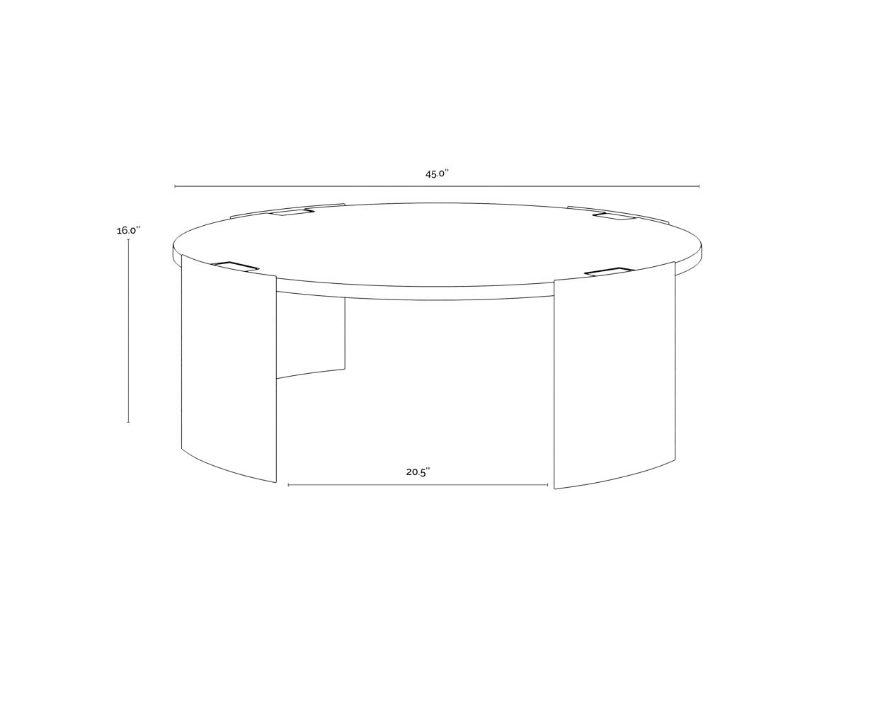 Gallus Coffee Table dimensions schematic