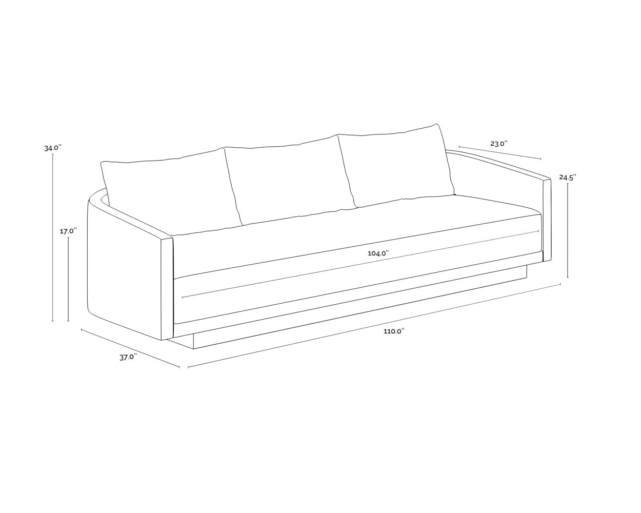 Gannon Sofa dimensions schematic