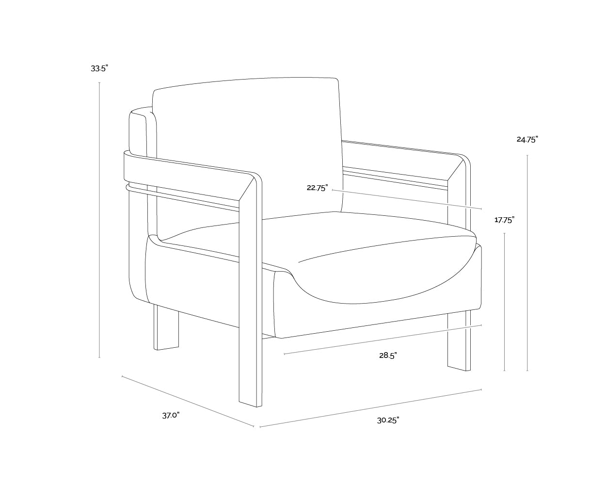Garo Lounge Chair dimensions schematic