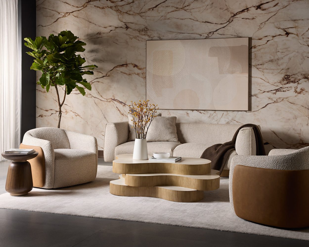 Geddes Coffee Table — Travertine Look