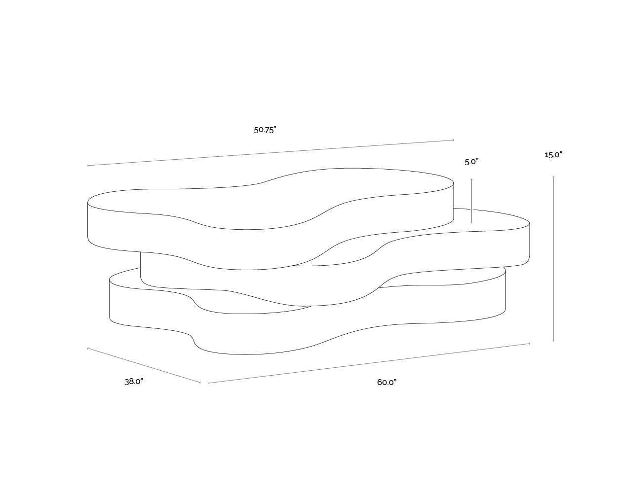 Geddes Coffee Table — Travertine Look dimensions schematic
