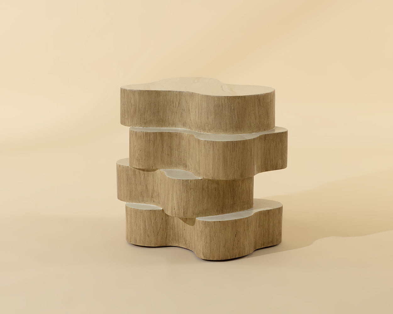 Geddes Side Table - Travertine Look - Cream