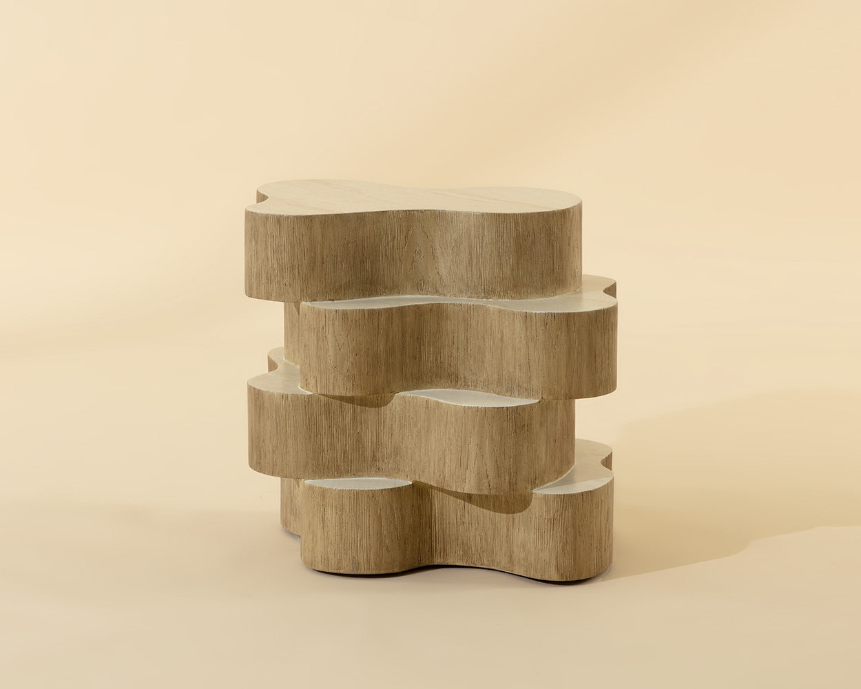 Geddes Side Table - Travertine Look - Cream