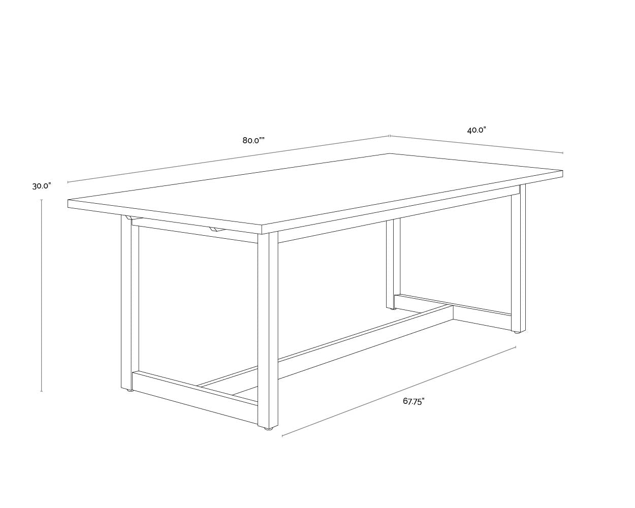 Geneve Extension Dining Table - 83" - 107" dimensions schematic