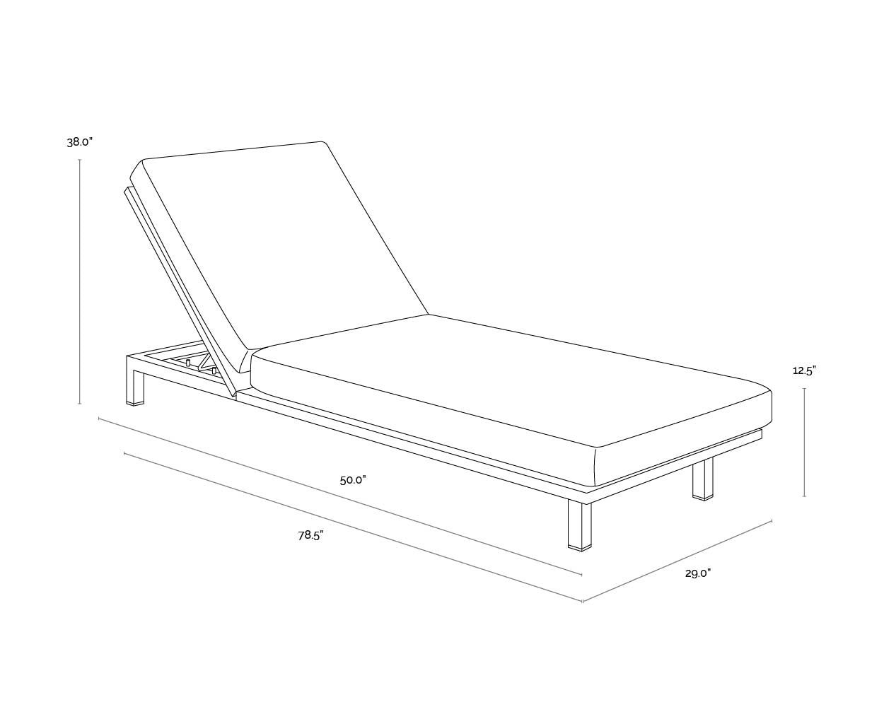 Geneve Lounger dimensions schematic