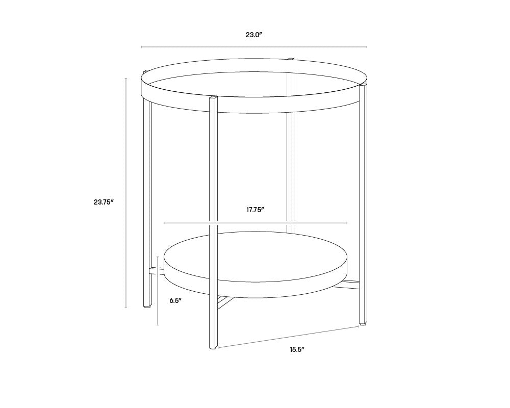 Gia Side Table dimensions schematic