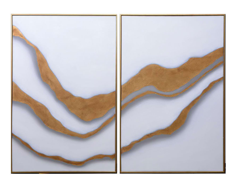 Gold Abyss (Set Of 2) - 40" X 60" - Gold Floater Frame