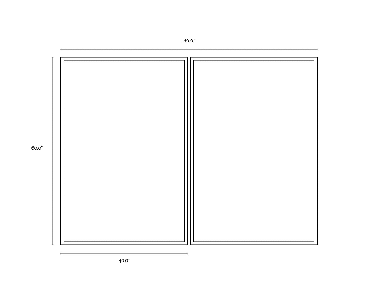 Gold Abyss (Set Of 2) - 40" X 60" - Gold Floater Frame dimensions schematic