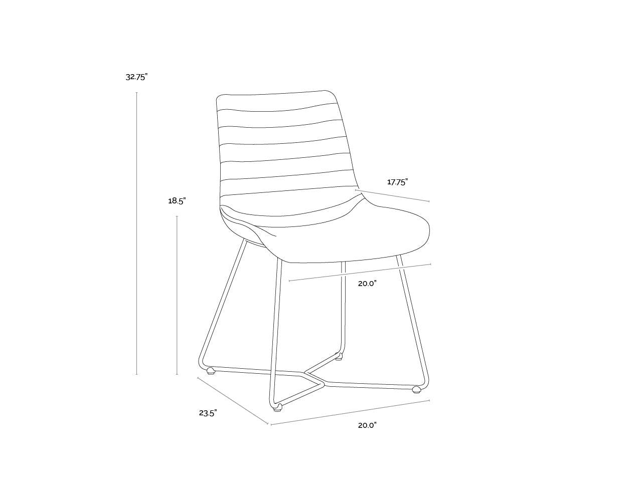 Gracen Dining Chair dimensions schematic
