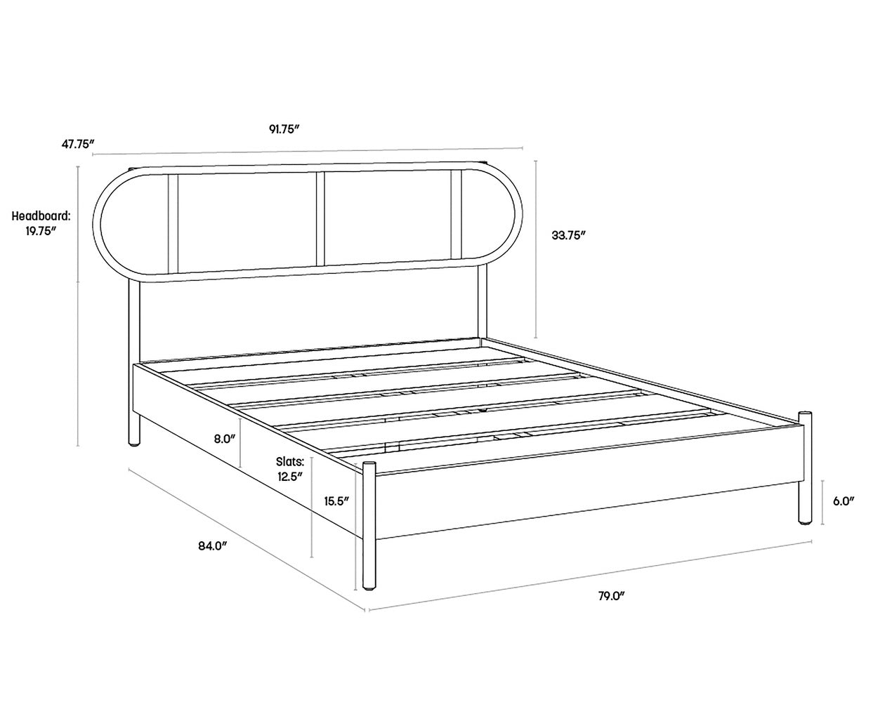 Gypsy Bed dimensions schematic