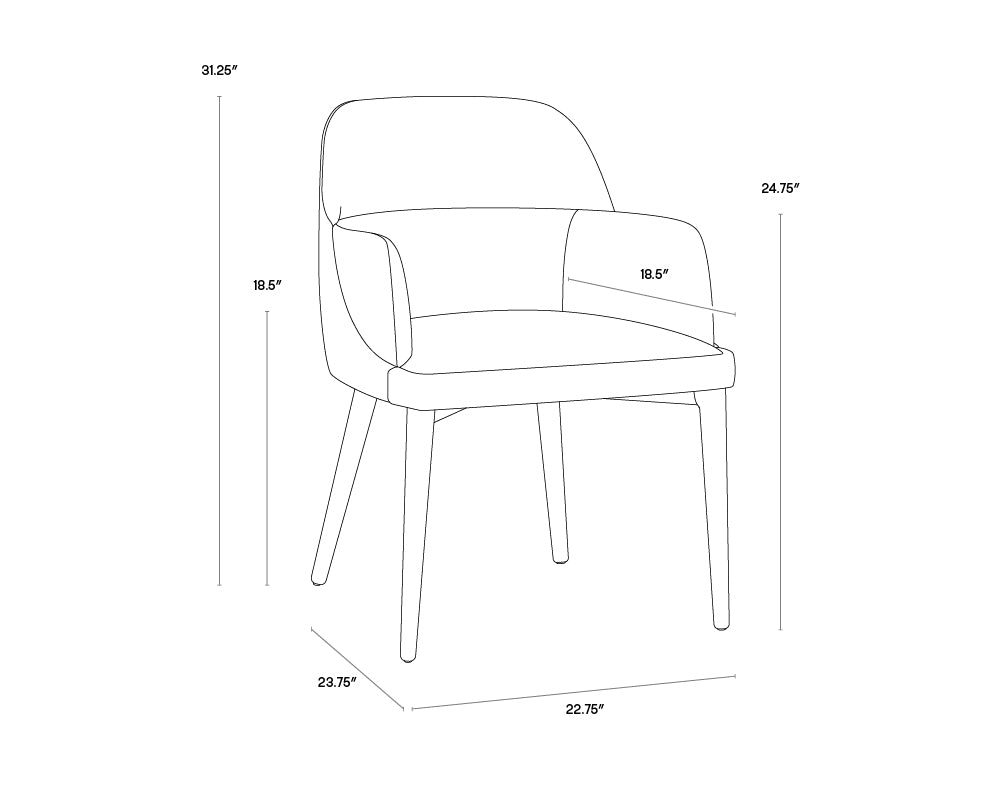 Hagan Dining Armchair dimensions schematic