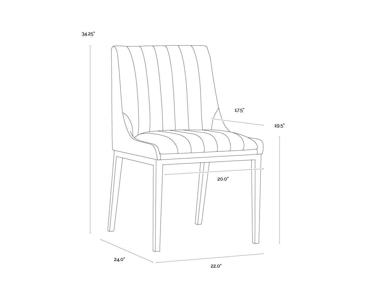 Halden Dining Chair dimensions schematic