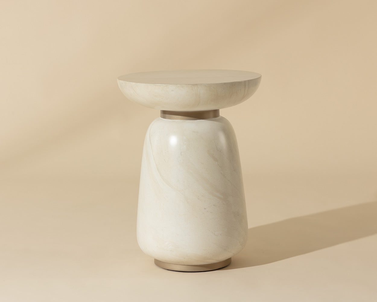 Hali End Table — Travertine Look