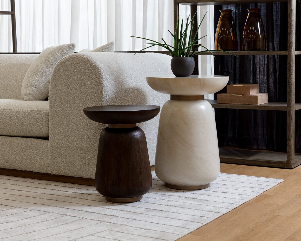 Hali End Table — Travertine Look