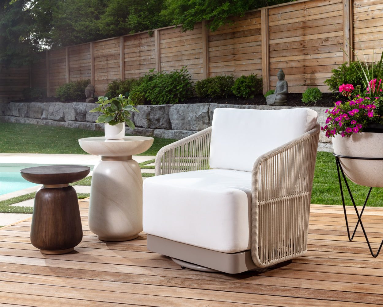Hali End Table — Travertine Look
