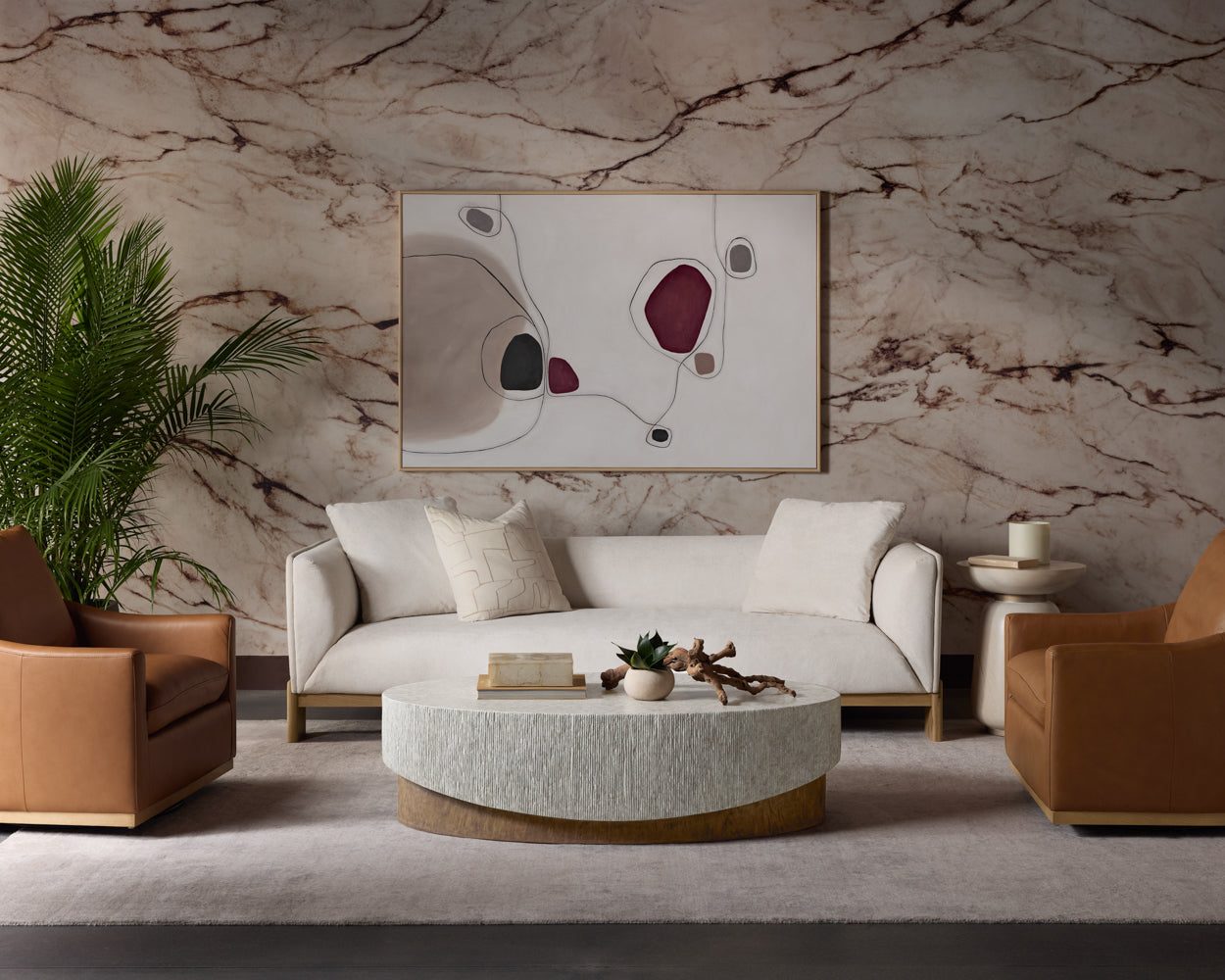 Hali End Table — Travertine Look