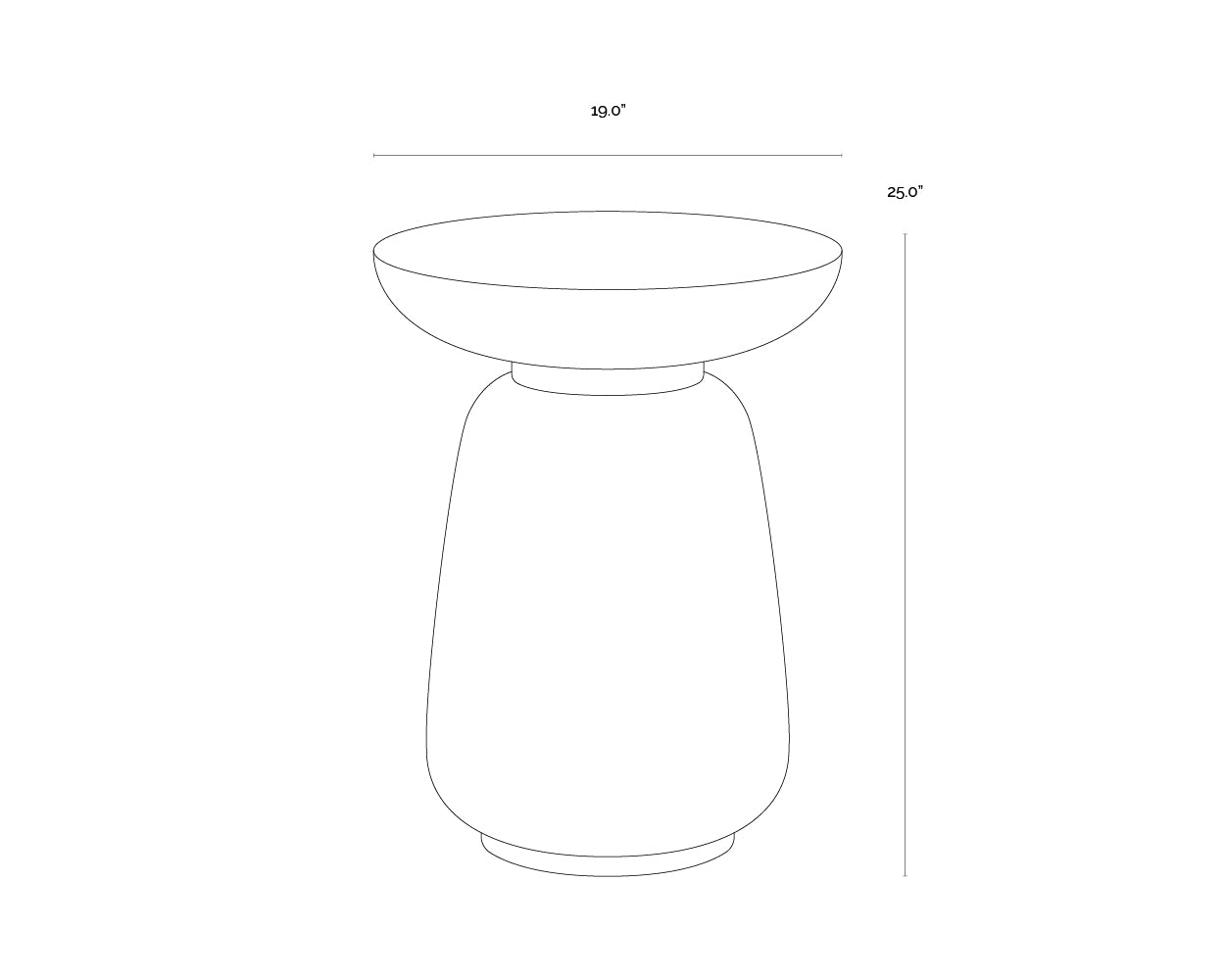 Hali End Table — Travertine Look dimensions schematic