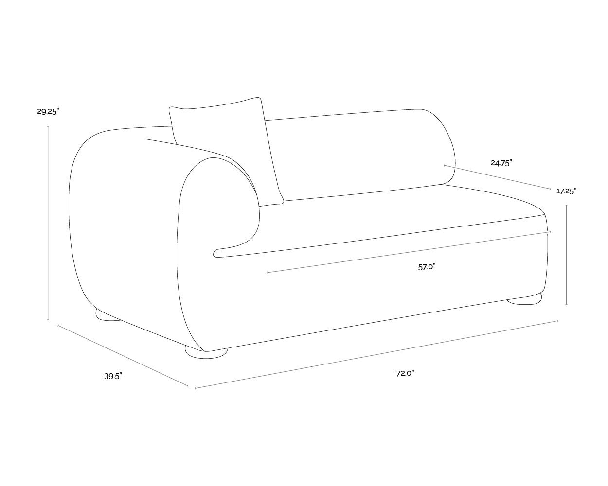 Henriette Modular Sofa - Laf dimensions schematic