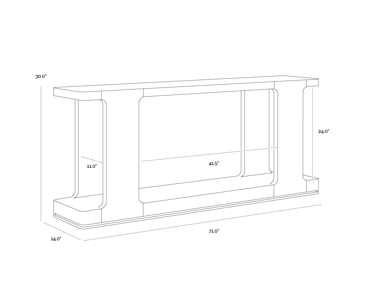 Hercules Console Table dimensions schematic