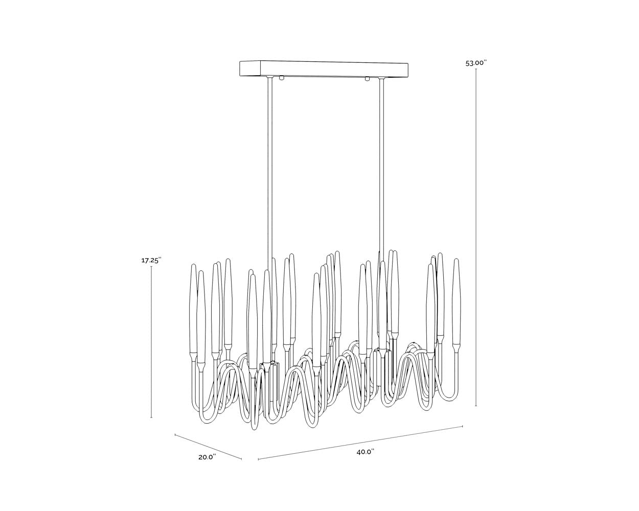 Hestia Chandelier - Small dimensions schematic