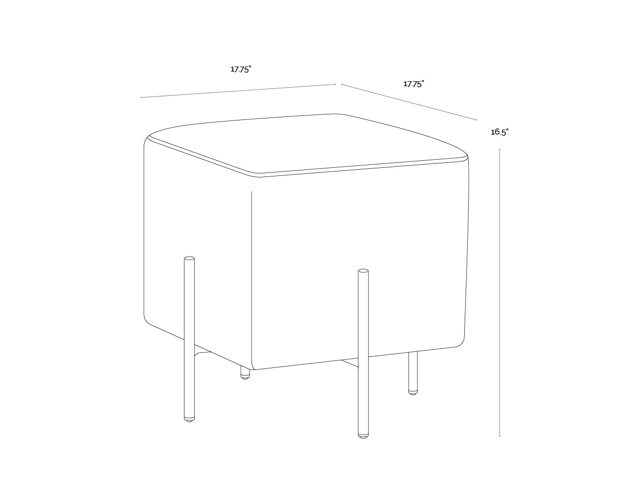 Heston Ottoman - Black dimensions schematic