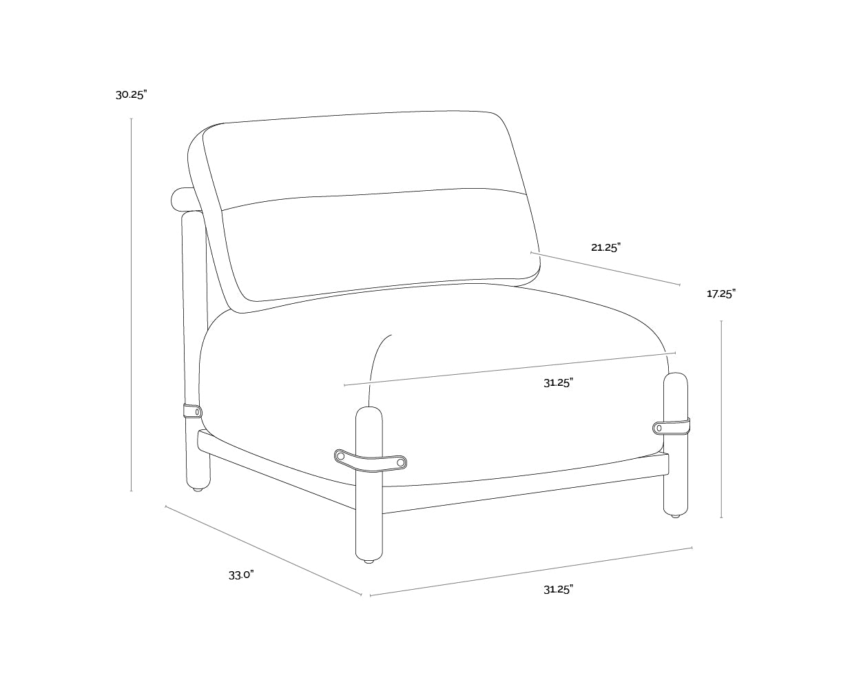 Holst Lounge Chair dimensions schematic