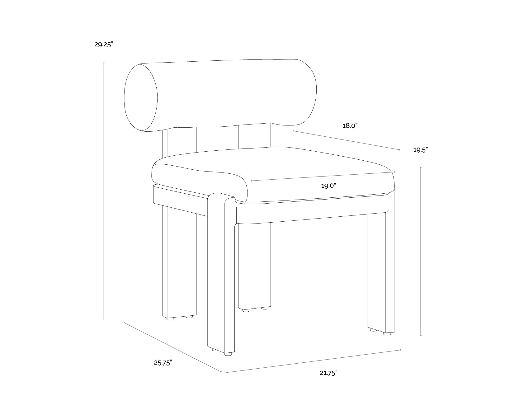 Horris Dining Chair dimensions schematic