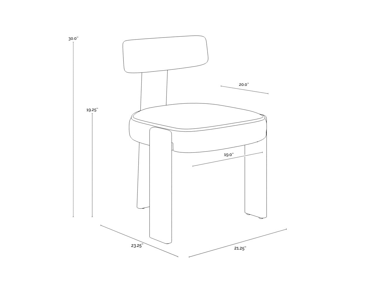 Horton Dining Chair - Dark Brown dimensions schematic