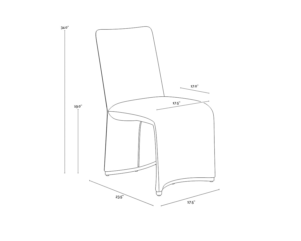 Iluka Dining Chair dimensions schematic