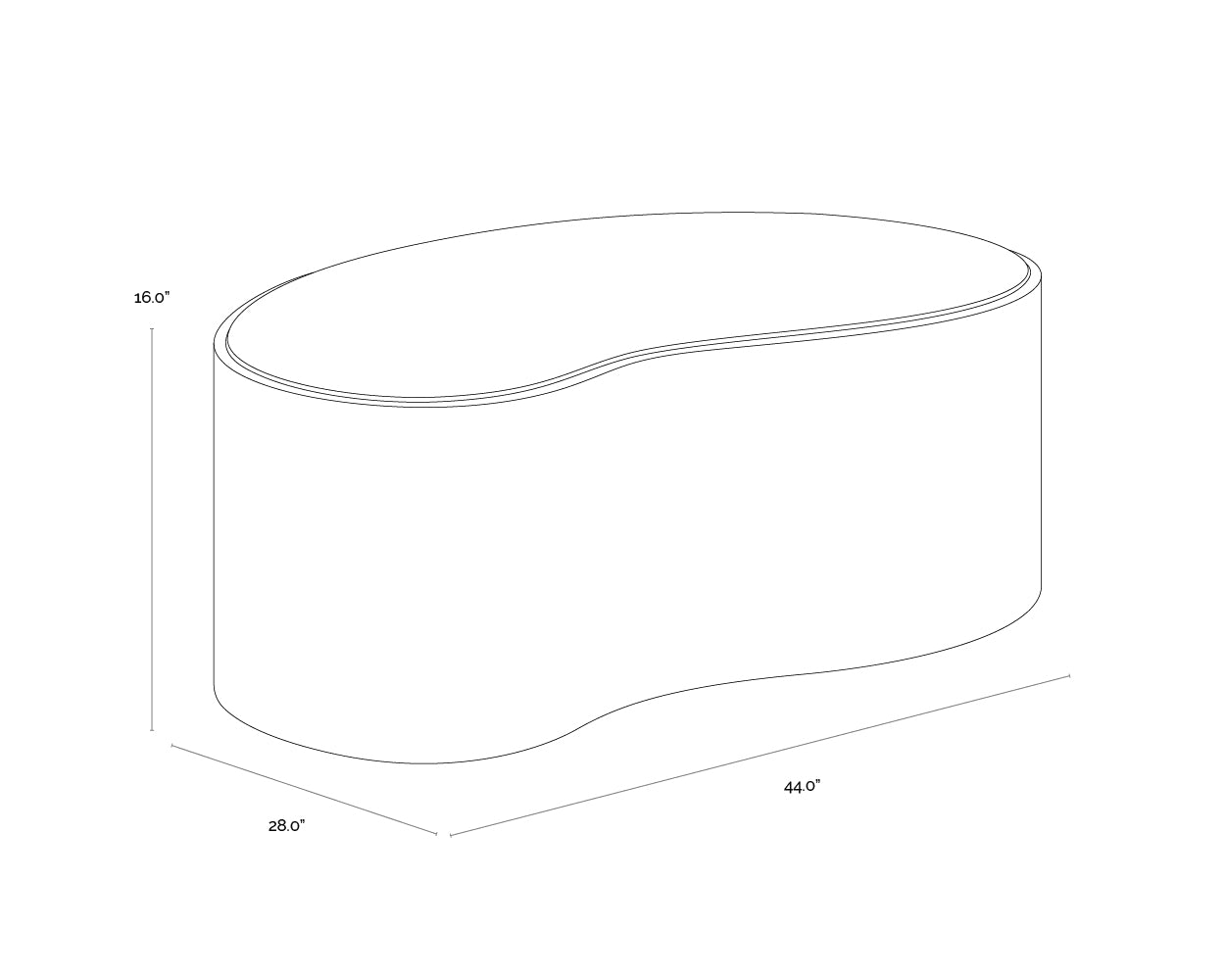 Ishiko Coffee Table - Large dimensions schematic