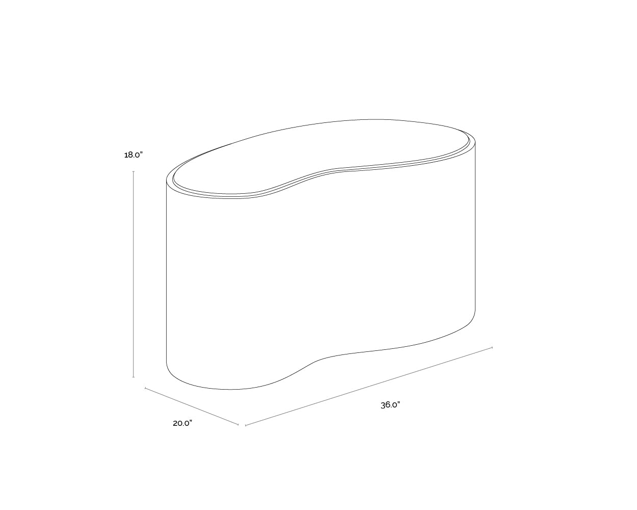 Ishiko Coffee Table - Medium dimensions schematic